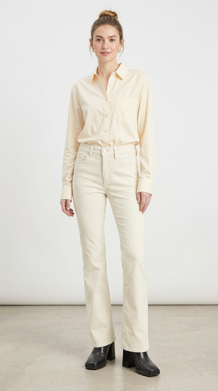 Levi's 725 High Rise Bootcut Corduroy Jeans Women's White Swan Size 34x30 NWT